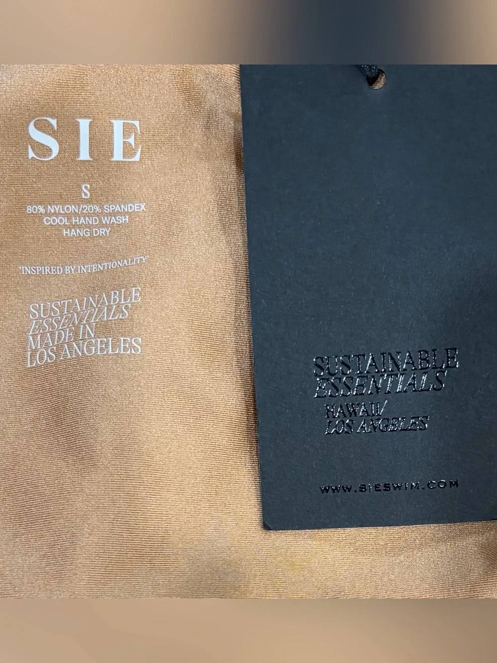 SIE Gemma Stardust Shimmer Gold Square-Neck One-Piece Women's Swim NWT Sz Small
